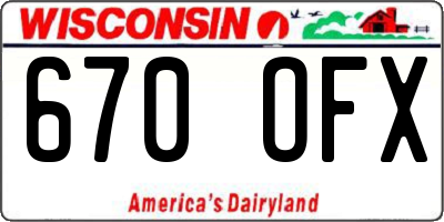 WI license plate 670OFX
