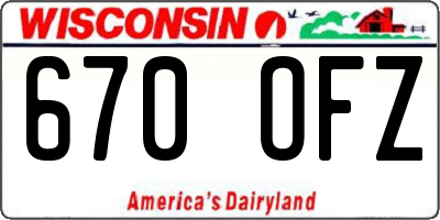 WI license plate 670OFZ
