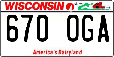 WI license plate 670OGA