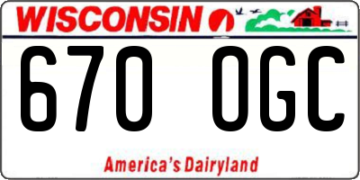WI license plate 670OGC