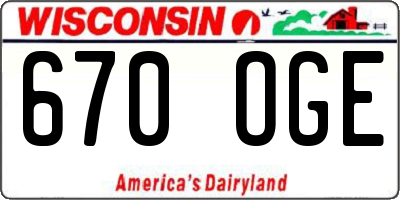 WI license plate 670OGE
