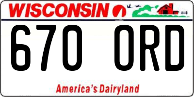 WI license plate 670ORD