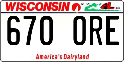 WI license plate 670ORE