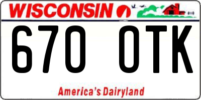 WI license plate 670OTK