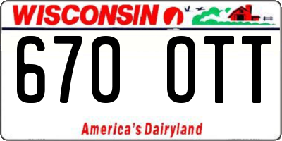 WI license plate 670OTT