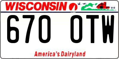 WI license plate 670OTW