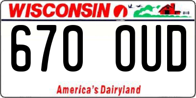 WI license plate 670OUD