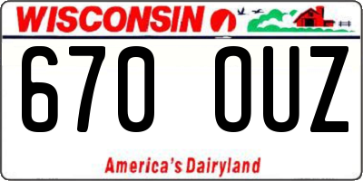 WI license plate 670OUZ