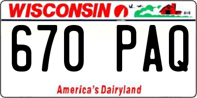 WI license plate 670PAQ