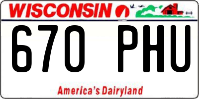 WI license plate 670PHU