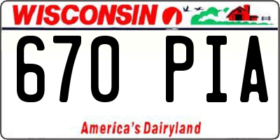 WI license plate 670PIA