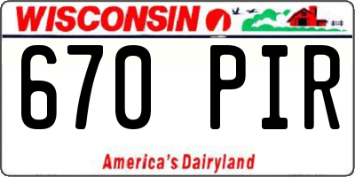 WI license plate 670PIR