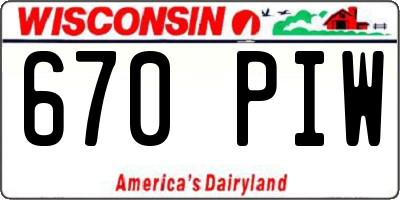 WI license plate 670PIW