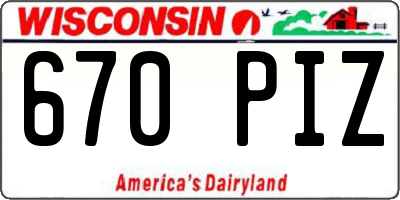 WI license plate 670PIZ
