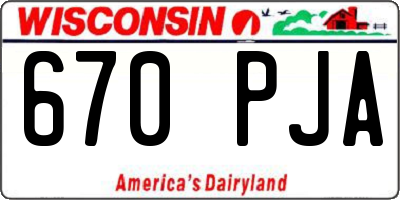 WI license plate 670PJA
