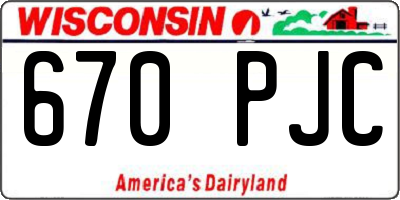 WI license plate 670PJC