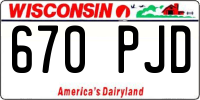 WI license plate 670PJD