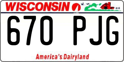 WI license plate 670PJG