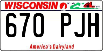 WI license plate 670PJH
