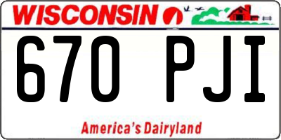 WI license plate 670PJI