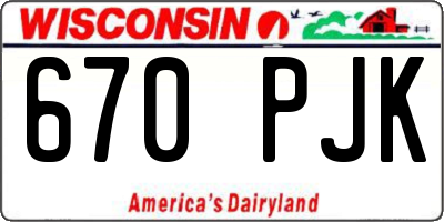 WI license plate 670PJK