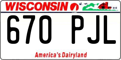 WI license plate 670PJL