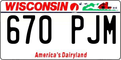 WI license plate 670PJM