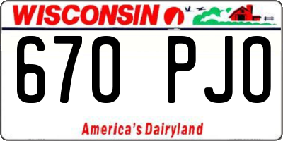 WI license plate 670PJO