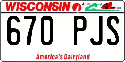 WI license plate 670PJS