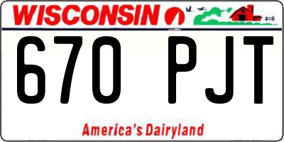 WI license plate 670PJT