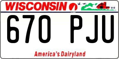 WI license plate 670PJU