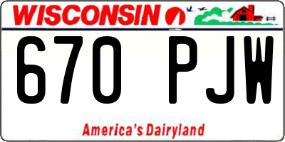 WI license plate 670PJW