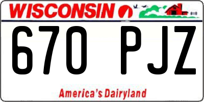 WI license plate 670PJZ
