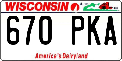 WI license plate 670PKA