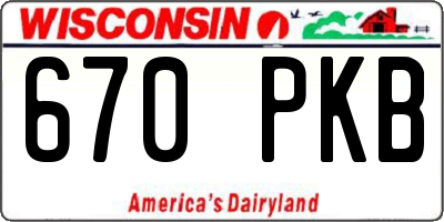WI license plate 670PKB