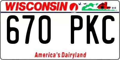 WI license plate 670PKC