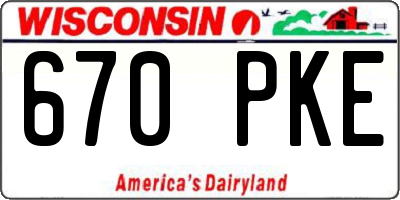 WI license plate 670PKE