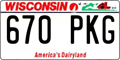 WI license plate 670PKG