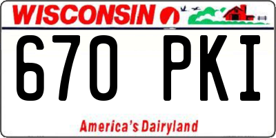 WI license plate 670PKI