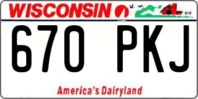 WI license plate 670PKJ