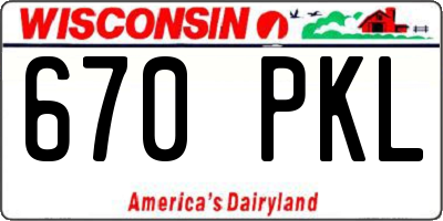 WI license plate 670PKL