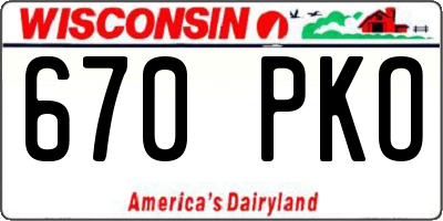 WI license plate 670PKO