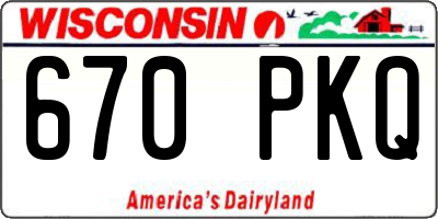 WI license plate 670PKQ