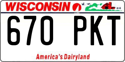 WI license plate 670PKT