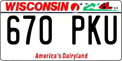 WI license plate 670PKU