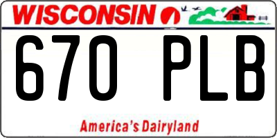 WI license plate 670PLB