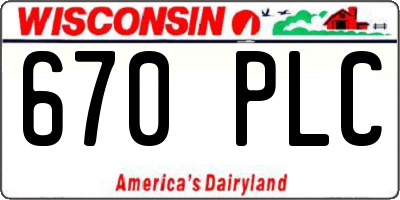 WI license plate 670PLC