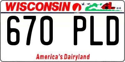WI license plate 670PLD