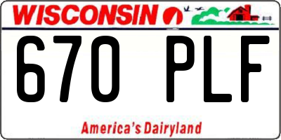 WI license plate 670PLF