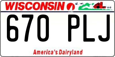 WI license plate 670PLJ